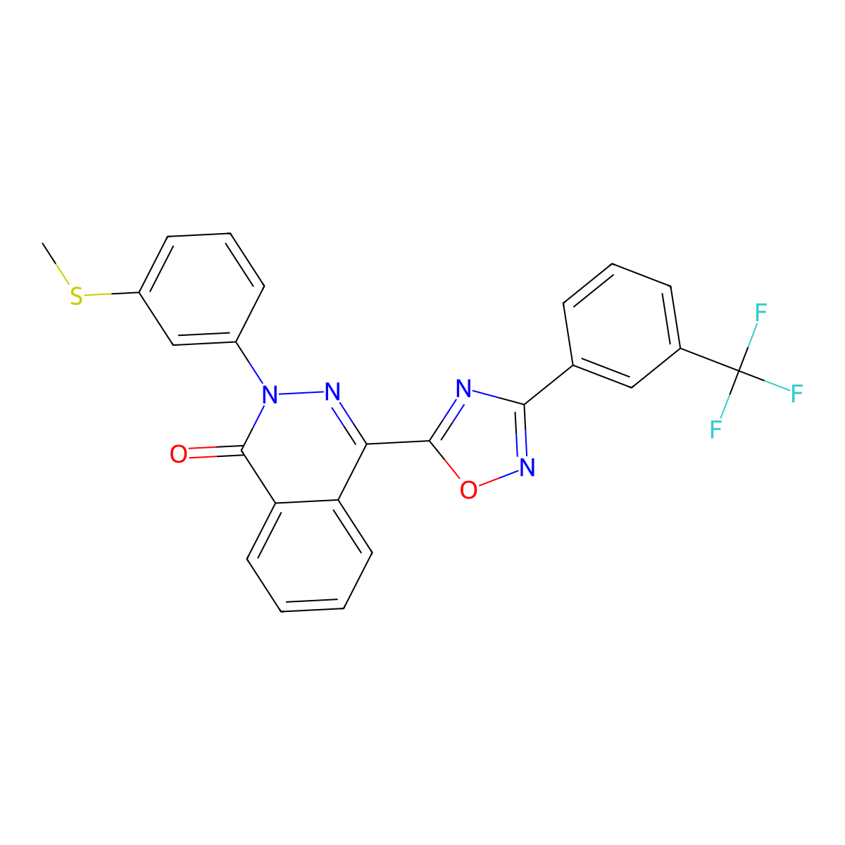 2-(3-(methylthio)phenyl)-4-(3-(3-(trifluoromethyl)phenyl)-1,2,4-oxadiazol-5-yl)phthalazin-1(2H)-one molecular structure, CAS 1291855-41-8