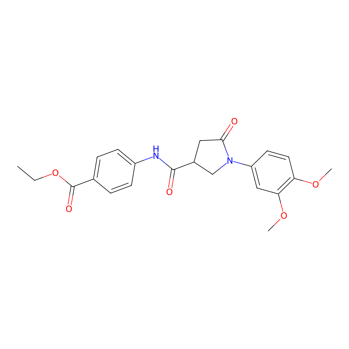 Ethyl 4-({[1-(3,4-dimethoxyphenyl)-5-oxopyrrolidin-3-yl]carbonyl}amino)benzoate molecular structure, CAS 1291855-44-1