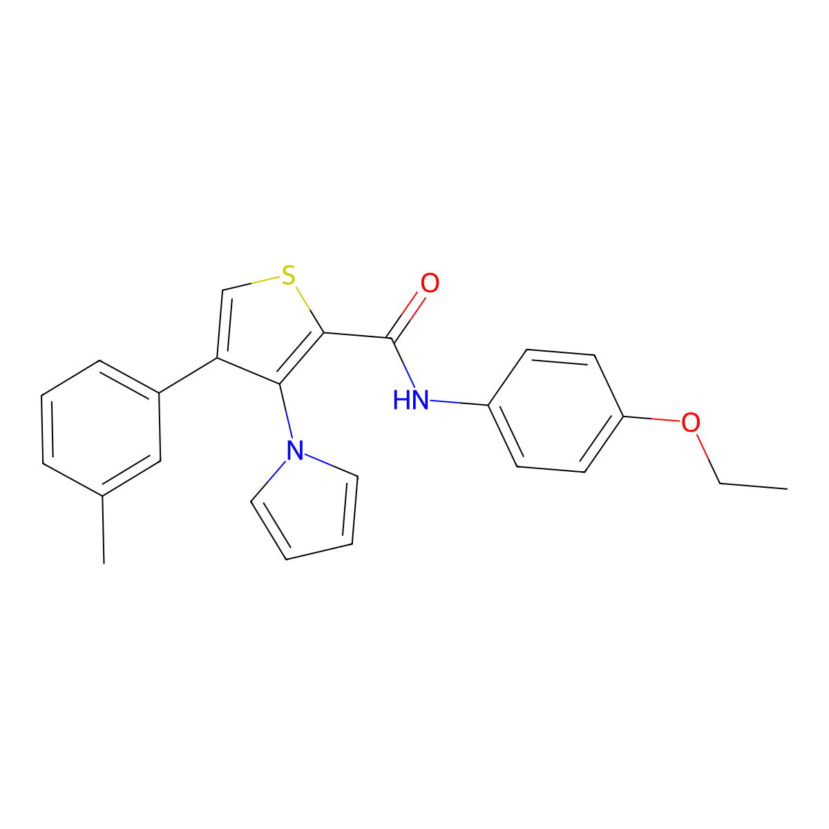 N-(4-ethoxyphenyl)-4-(3-methylphenyl)-3-(1H-pyrrol-1-yl)thiophene-2-carboxamide molecular structure, CAS 1291855-54-3