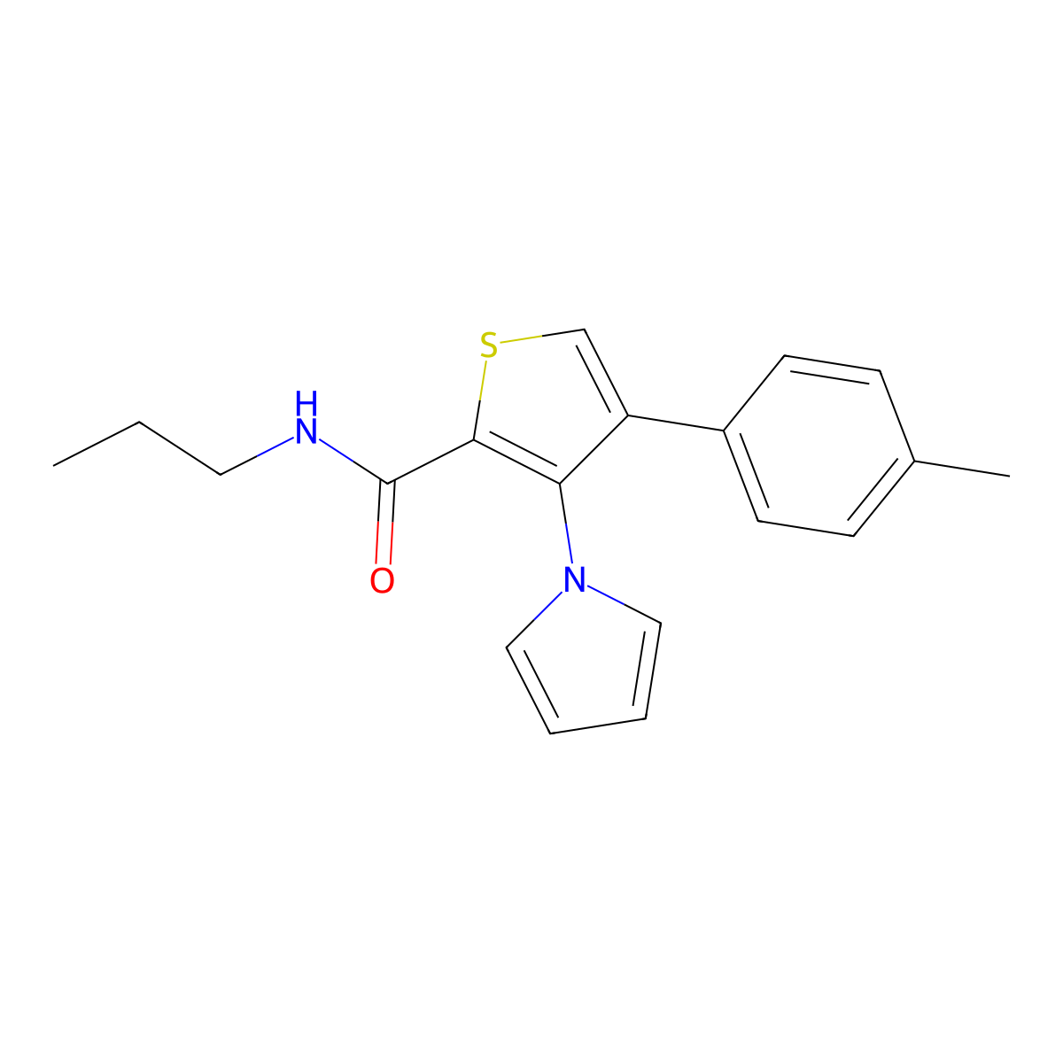 4-(4-methylphenyl)-N-propyl-3-(1H-pyrrol-1-yl)thiophene-2-carboxamide molecular structure, CAS 1291855-61-2