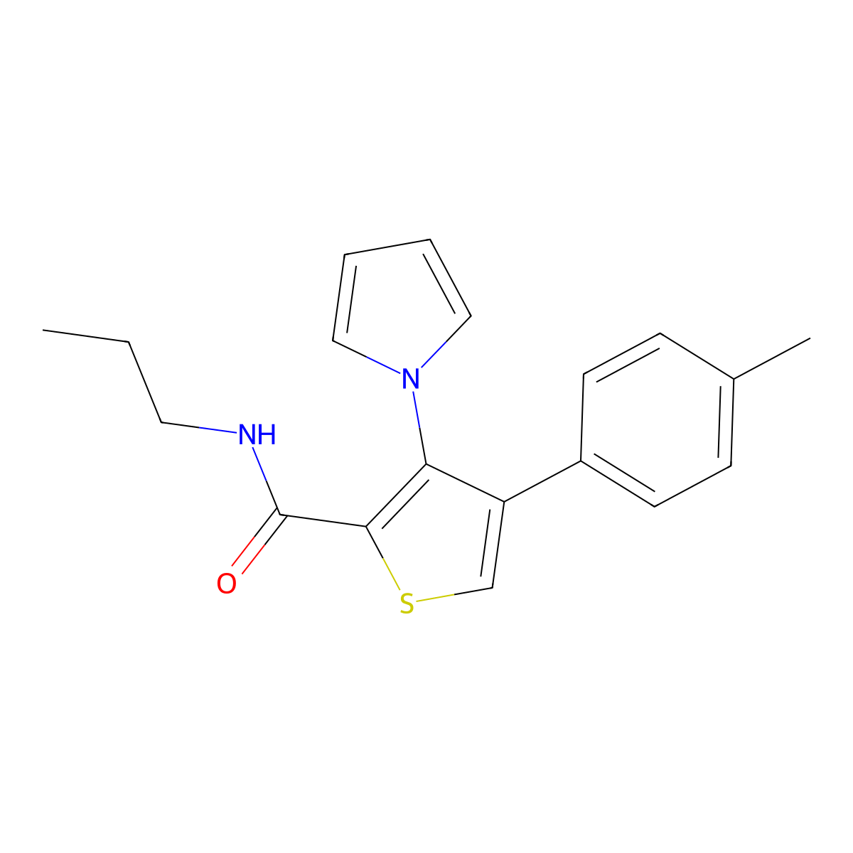 4-(4-methylphenyl)-N-propyl-3-(1H-pyrrol-1-yl)thiophene-2-carboxamide molecular structure, CAS 1291855-61-2