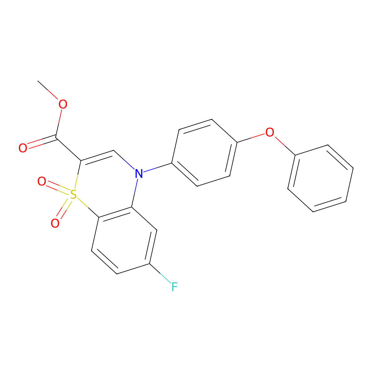 methyl 6-fluoro-4-(4-phenoxyphenyl)-4H-1,4-benzothiazine-2-carboxylate 1,1-dioxide molecular structure, CAS 1291855-92-9