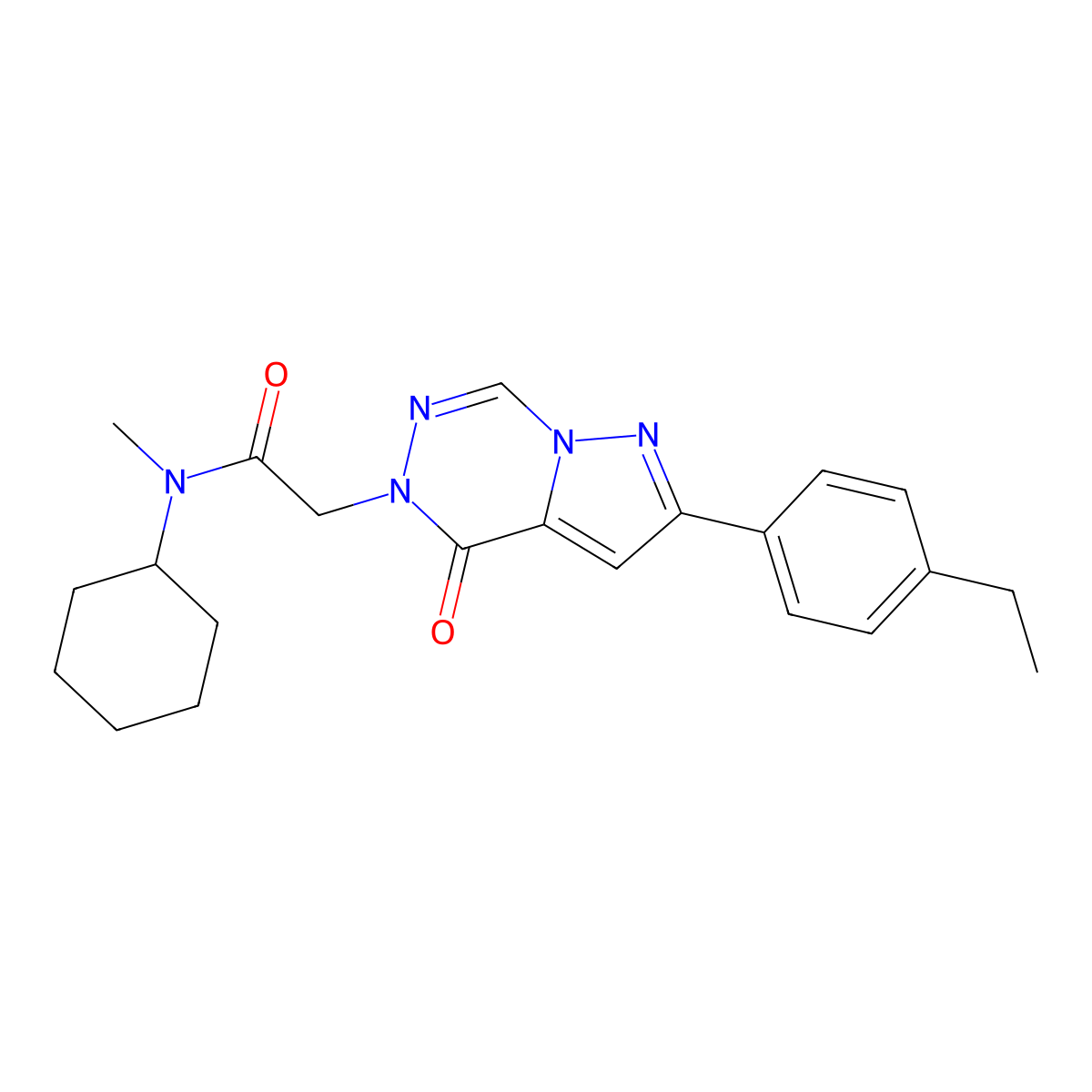 N-cyclohexyl-2-(2-(4-ethylphenyl)-4-oxopyrazolo[1,5-d][1,2,4]triazin-5(4H)-yl)-N-methylacetamide molecular structure, CAS 1291856-43-3