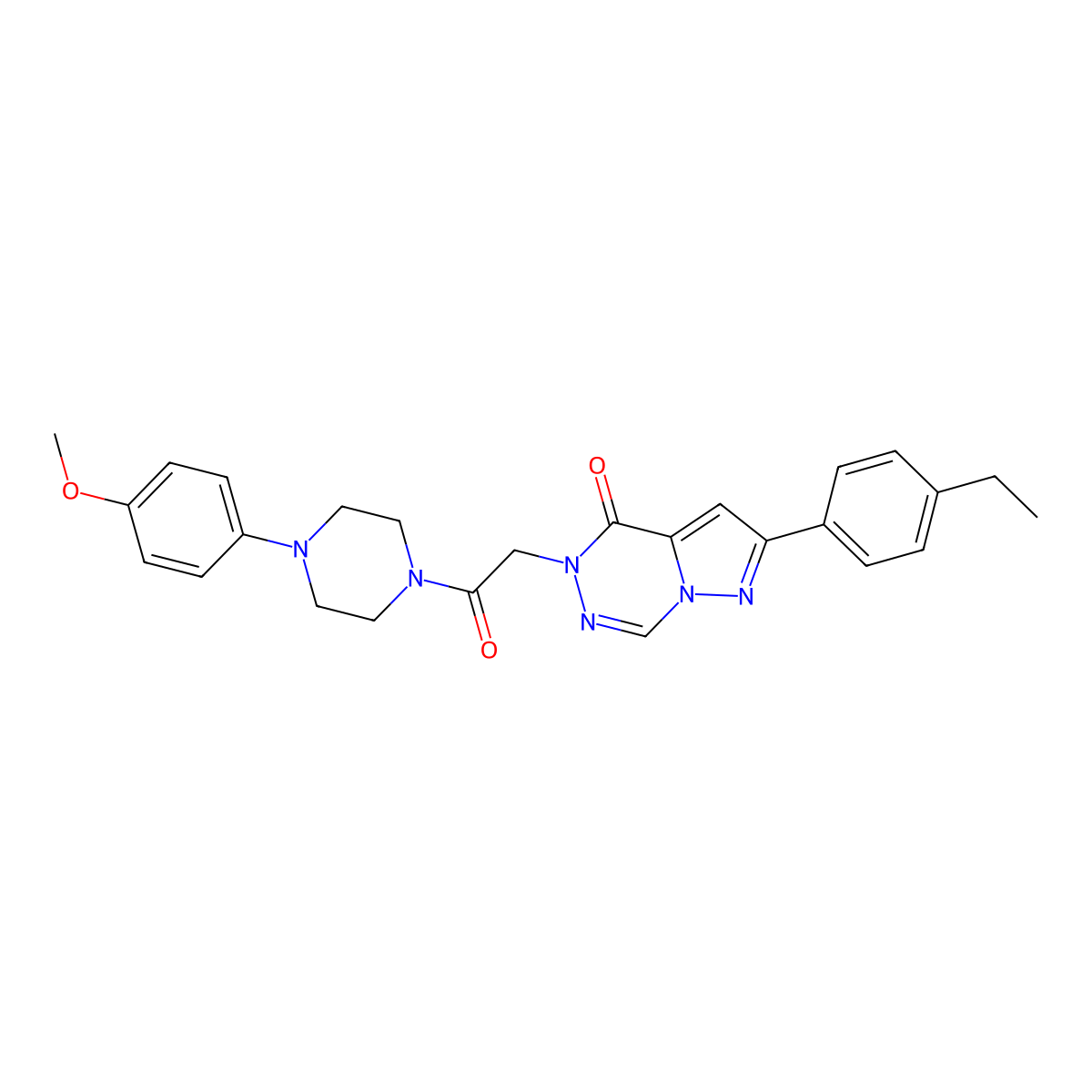 2-(4-ethylphenyl)-5-(2-(4-(4-methoxyphenyl)piperazin-1-yl)-2-oxoethyl)pyrazolo[1,5-d][1,2,4]triazin-4(5H)-one molecular structure, CAS 1291856-45-5