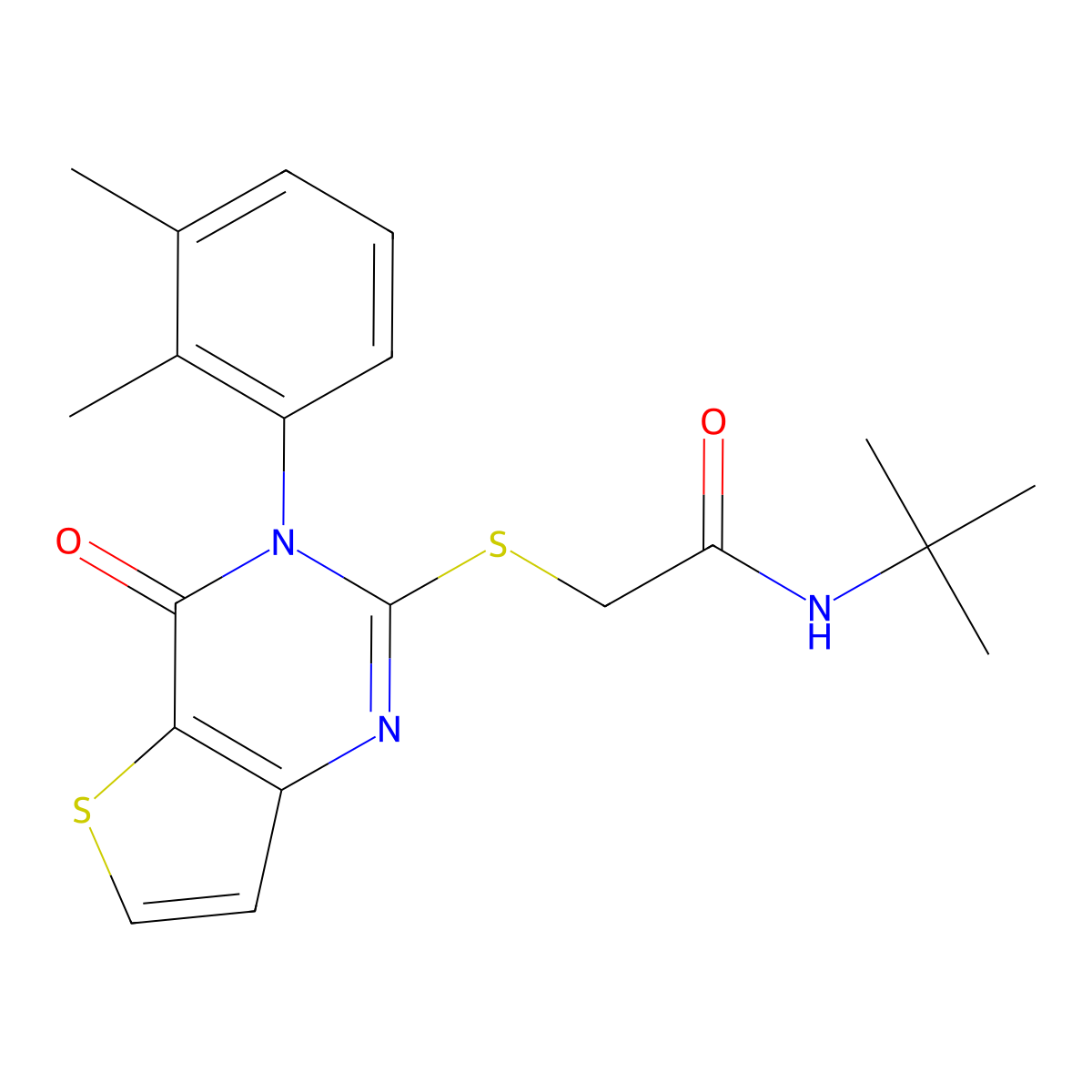 N-tert-butyl-2-{[3-(2,3-dimethylphenyl)-4-oxo-3,4-dihydrothieno[3,2-d]pyrimidin-2-yl]sulfanyl}acetamide molecular structure, CAS 1291856-57-9