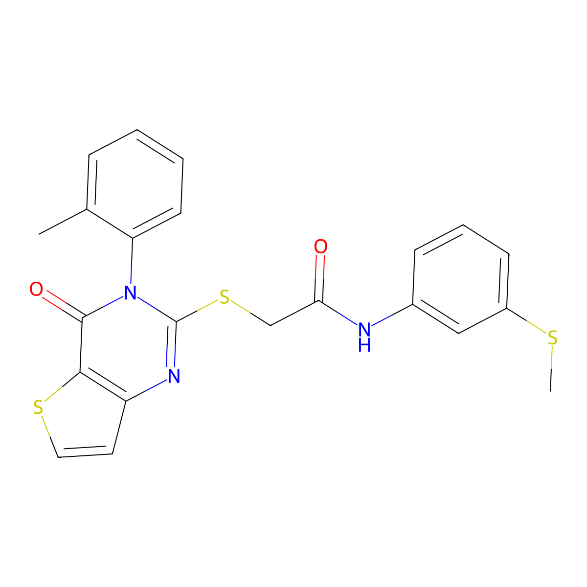 2-{[3-(2-methylphenyl)-4-oxo-3,4-dihydrothieno[3,2-d]pyrimidin-2-yl]sulfanyl}-N-[3-(methylsulfanyl)phenyl]acetamide molecular structure, CAS 1291857-10-7