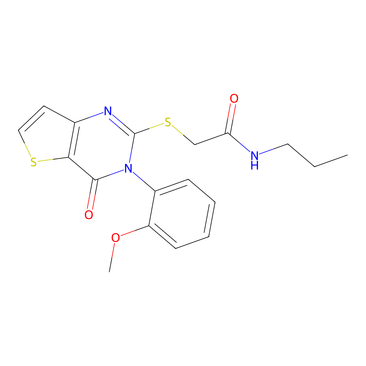 2-{[3-(2-methoxyphenyl)-4-oxo-3,4-dihydrothieno[3,2-d]pyrimidin-2-yl]sulfanyl}-N-propylacetamide molecular structure, CAS 1291857-29-8