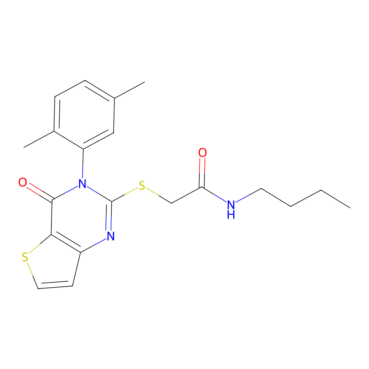 N-butyl-2-{[3-(2,5-dimethylphenyl)-4-oxo-3,4-dihydrothieno[3,2-d]pyrimidin-2-yl]sulfanyl}acetamide molecular structure, CAS 1291857-34-5