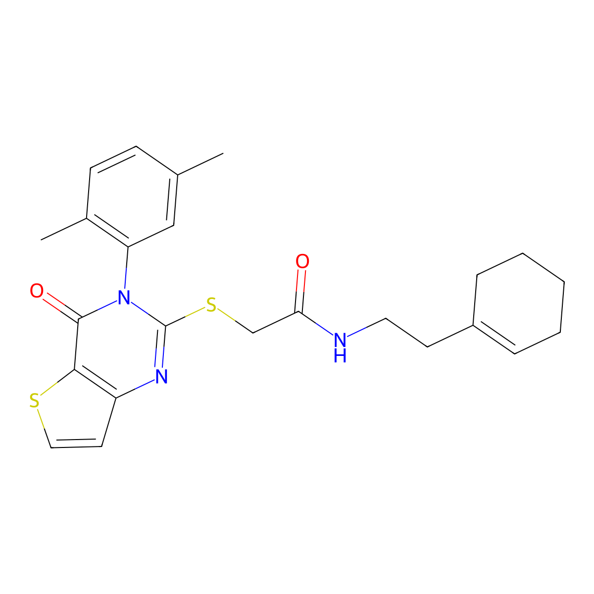 N-[2-(cyclohex-1-en-1-yl)ethyl]-2-{[3-(2,5-dimethylphenyl)-4-oxo-3,4-dihydrothieno[3,2-d]pyrimidin-2-yl]sulfanyl}acetamide molecular structure, CAS 1291857-43-6