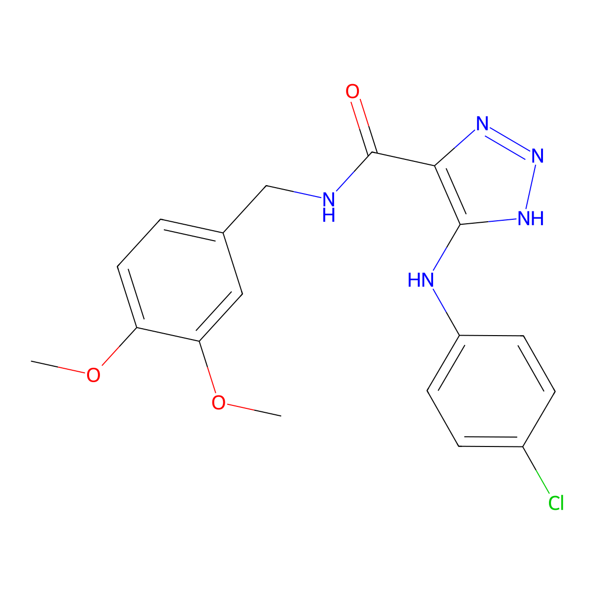 5-((4-chlorophenyl)amino)-N-(3,4-dimethoxybenzyl)-1H-1,2,3-triazole-4-carboxamide molecular structure, CAS 1291858-16-6