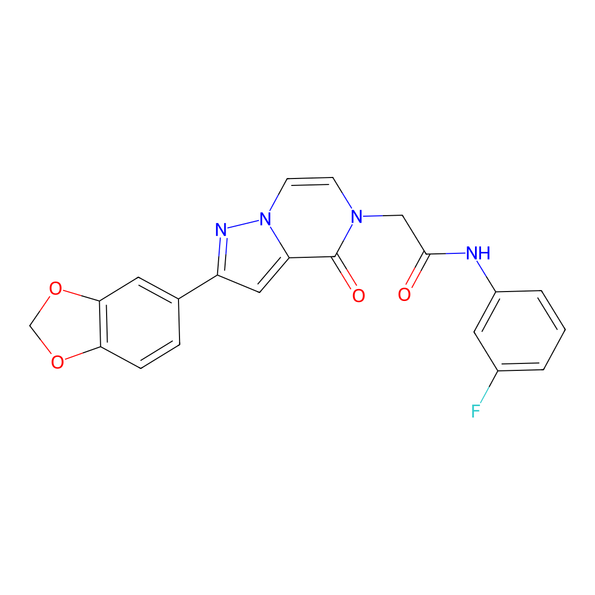 2-[2-(1,3-benzodioxol-5-yl)-4-oxopyrazolo[1,5-a]pyrazin-5(4H)-yl]-N-(3-fluorophenyl)acetamide molecular structure, CAS 1291858-35-9