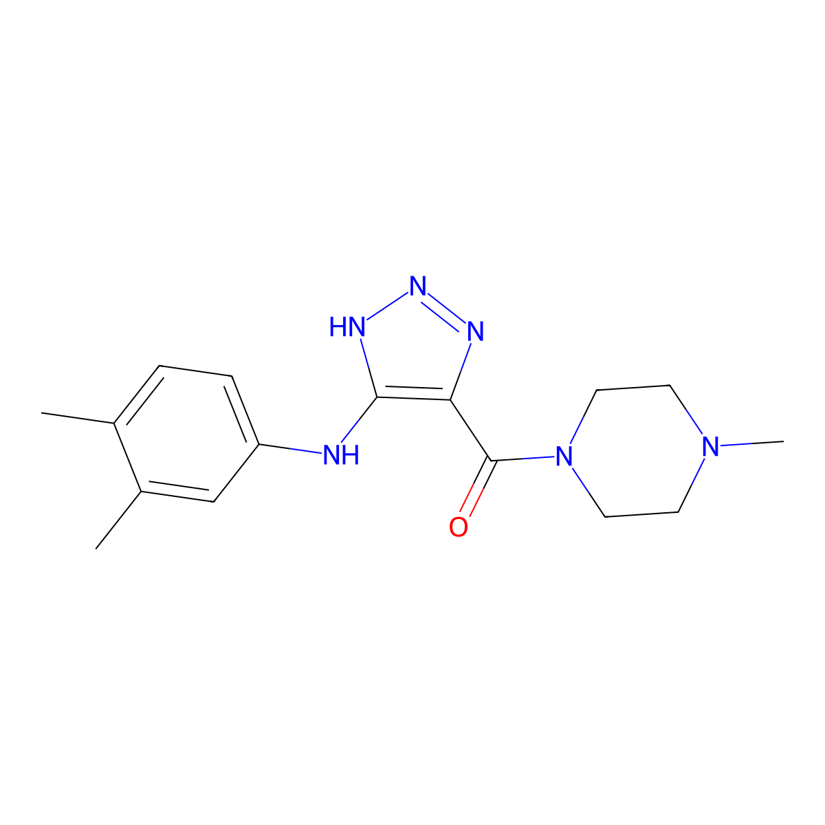 (5-((3,4-dimethylphenyl)amino)-1H-1,2,3-triazol-4-yl)(4-methylpiperazin-1-yl)methanone molecular structure, CAS 1291858-61-1