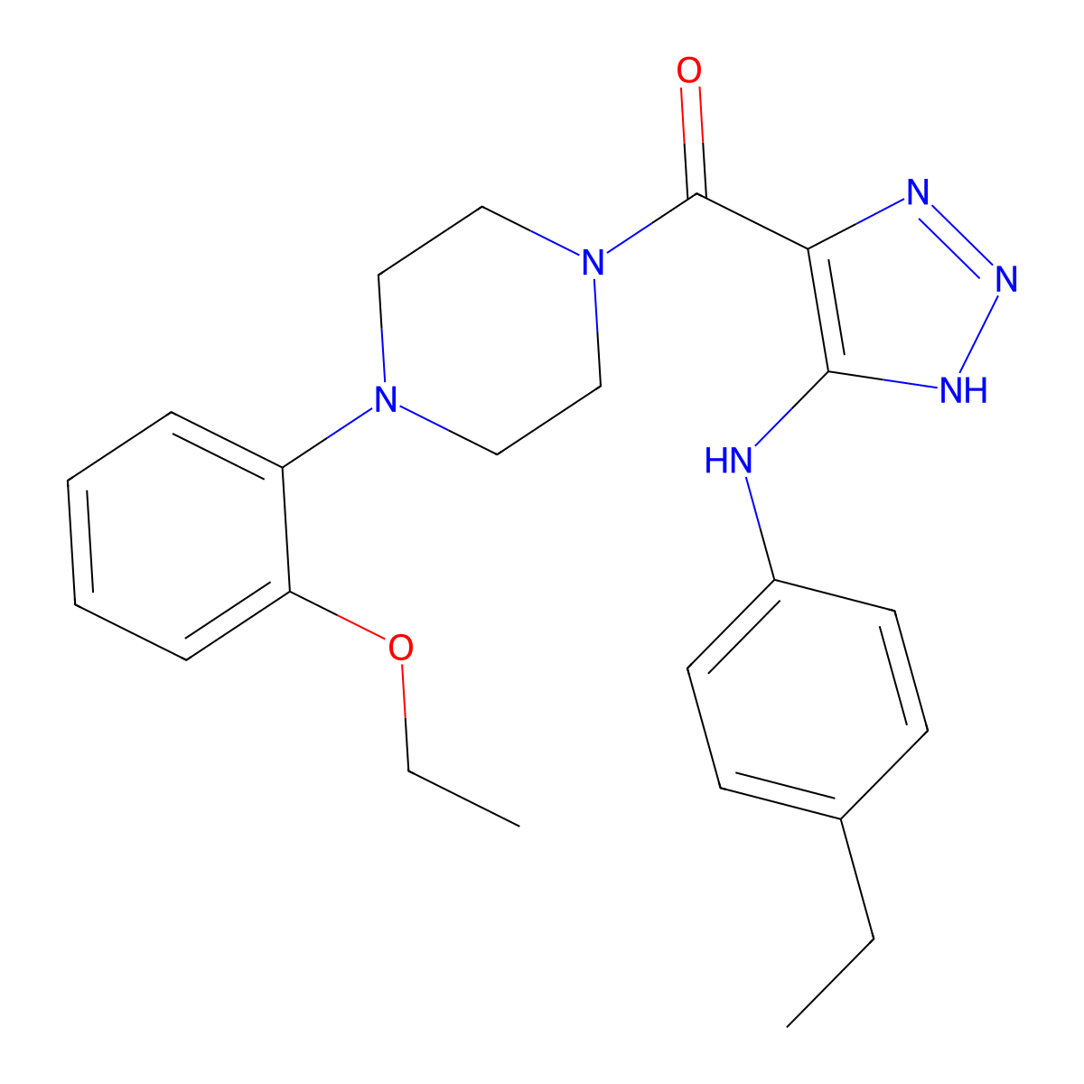 (4-(2-ethoxyphenyl)piperazin-1-yl)(5-((4-ethylphenyl)amino)-1H-1,2,3-triazol-4-yl)methanone molecular structure, CAS 1291858-69-9