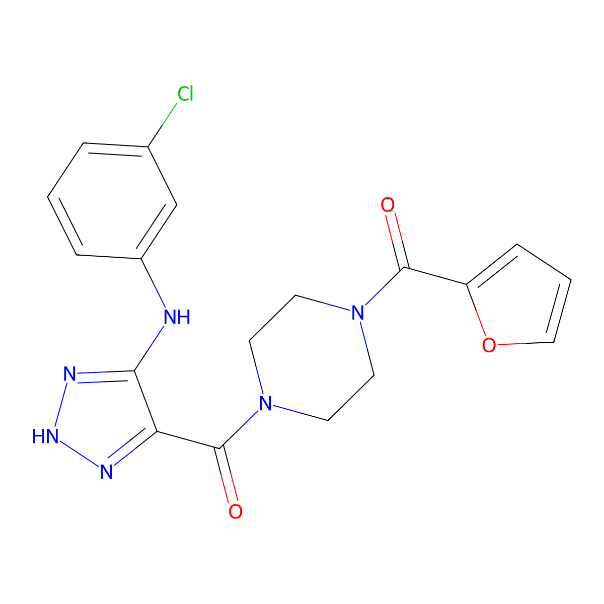 {5-[(3-chlorophenyl)amino]-1H-1,2,3-triazol-4-yl}[4-(furan-2-ylcarbonyl)piperazin-1-yl]methanone molecular structure, CAS 1291858-84-8