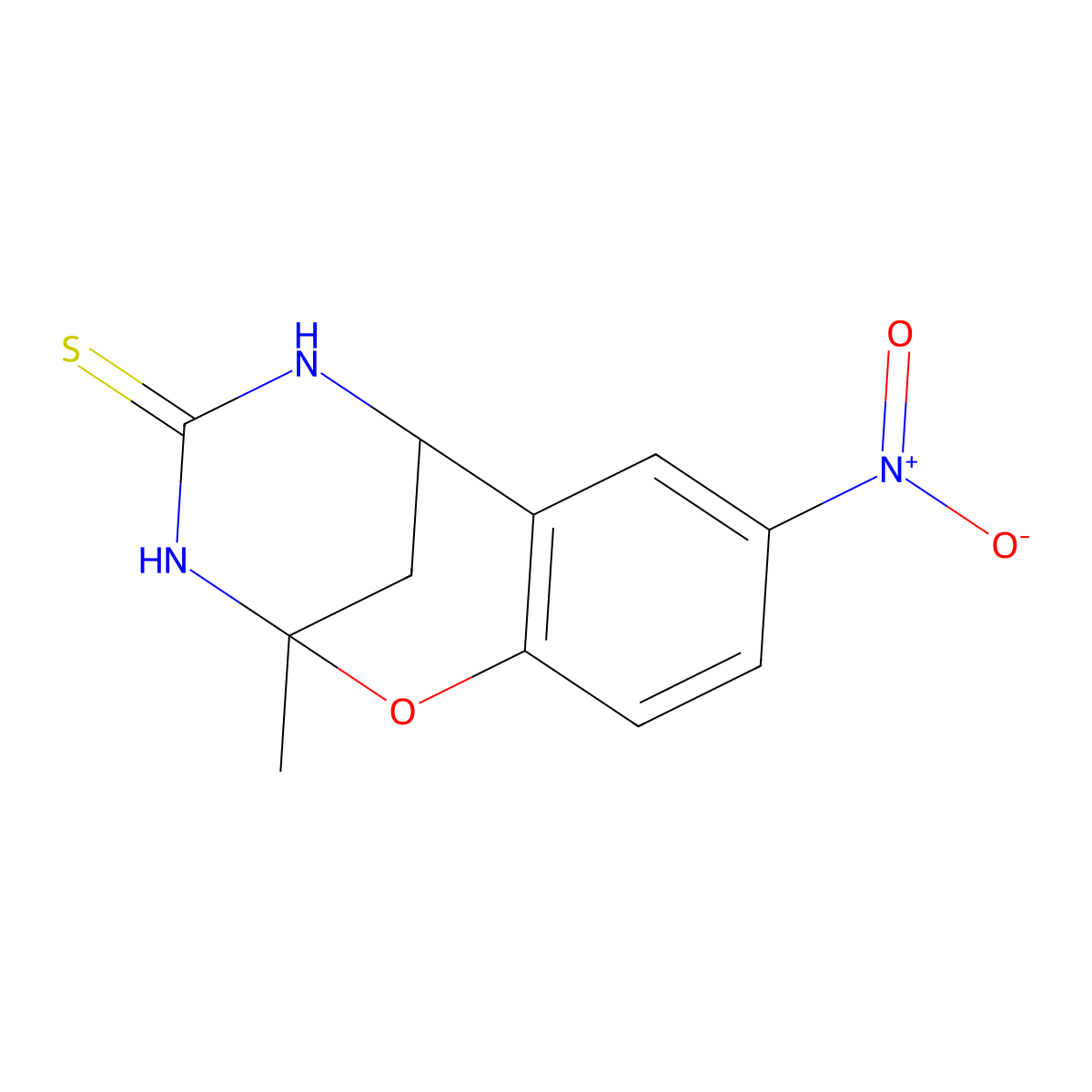 2-methyl-8-nitro-2,3,5,6-tetrahydro-4H-2,6-methano-1,3,5-benzoxadiazocine-4-thione molecular structure, CAS 1291859-02-3