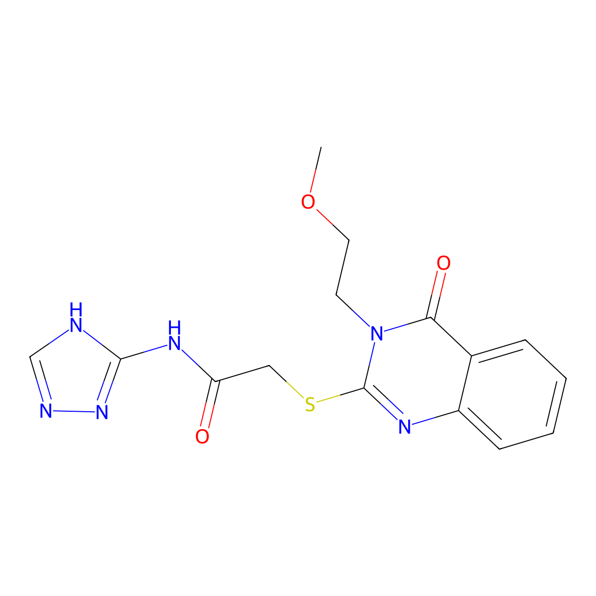 2-{[3-(2-methoxyethyl)-4-oxo-3,4-dihydroquinazolin-2-yl]sulfanyl}-N-(4H-1,2,4-triazol-3-yl)acetamide molecular structure, CAS 1291859-06-7