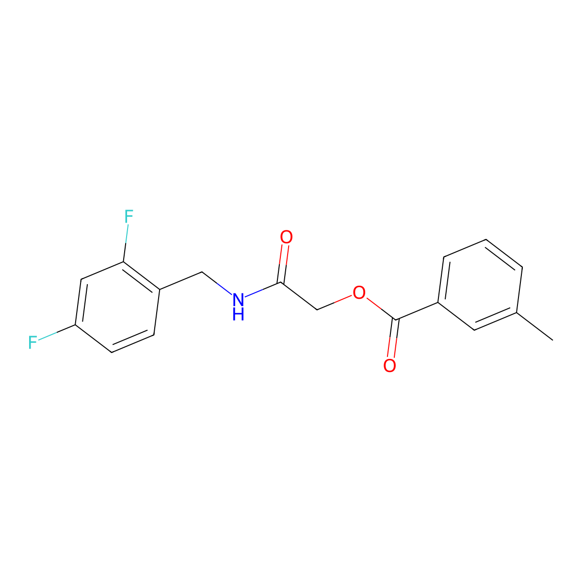 2-((2,4-Difluorobenzyl)amino)-2-oxoethyl 3-methylbenzoate molecular structure, CAS 1291859-12-5