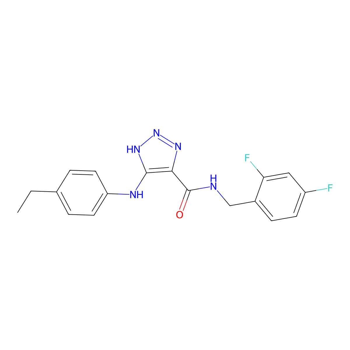 N-(2,4-difluorobenzyl)-5-((4-ethylphenyl)amino)-1H-1,2,3-triazole-4-carboxamide molecular structure, CAS 1291859-18-1