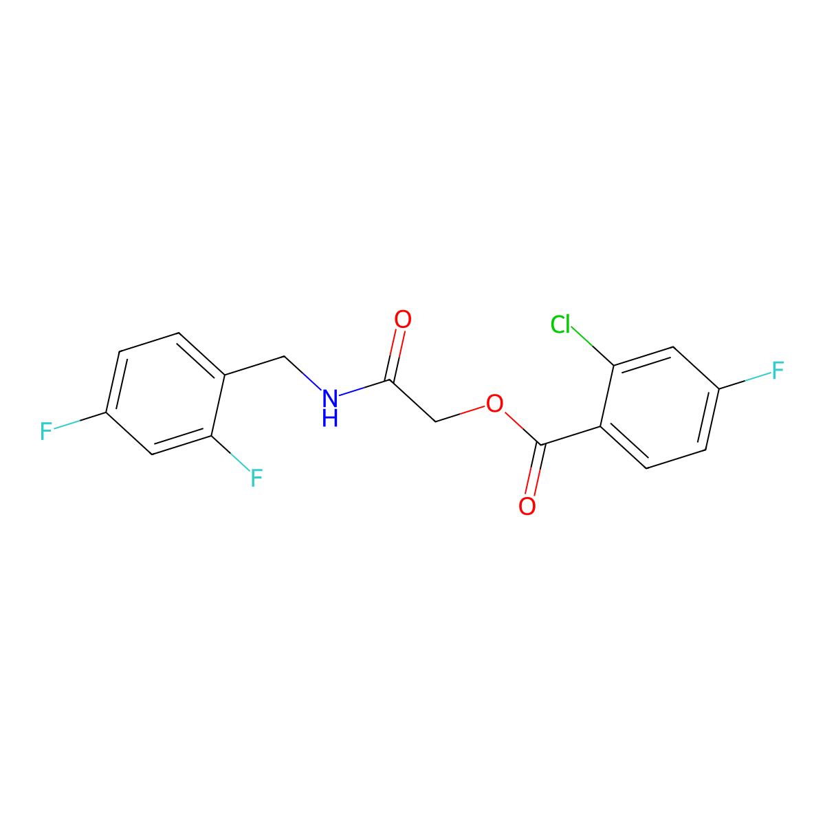 2-((2,4-Difluorobenzyl)amino)-2-oxoethyl 2-chloro-4-fluorobenzoate molecular structure, CAS 1291859-22-7