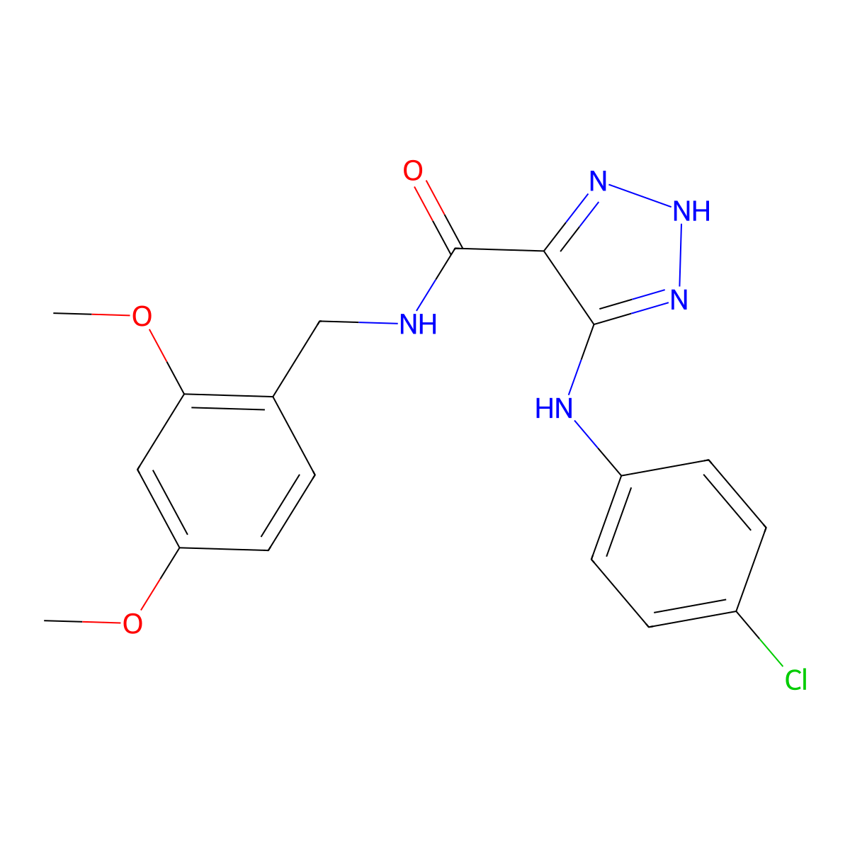 5-((4-chlorophenyl)amino)-N-(2,4-dimethoxybenzyl)-1H-1,2,3-triazole-4-carboxamide molecular structure, CAS 1291859-25-0