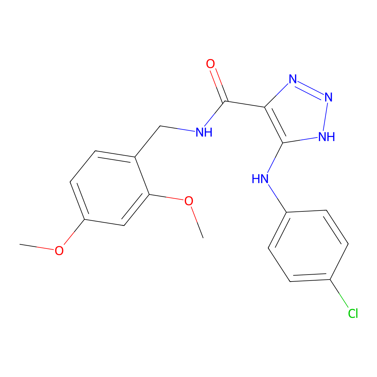 5-((4-chlorophenyl)amino)-N-(2,4-dimethoxybenzyl)-1H-1,2,3-triazole-4-carboxamide molecular structure, CAS 1291859-25-0