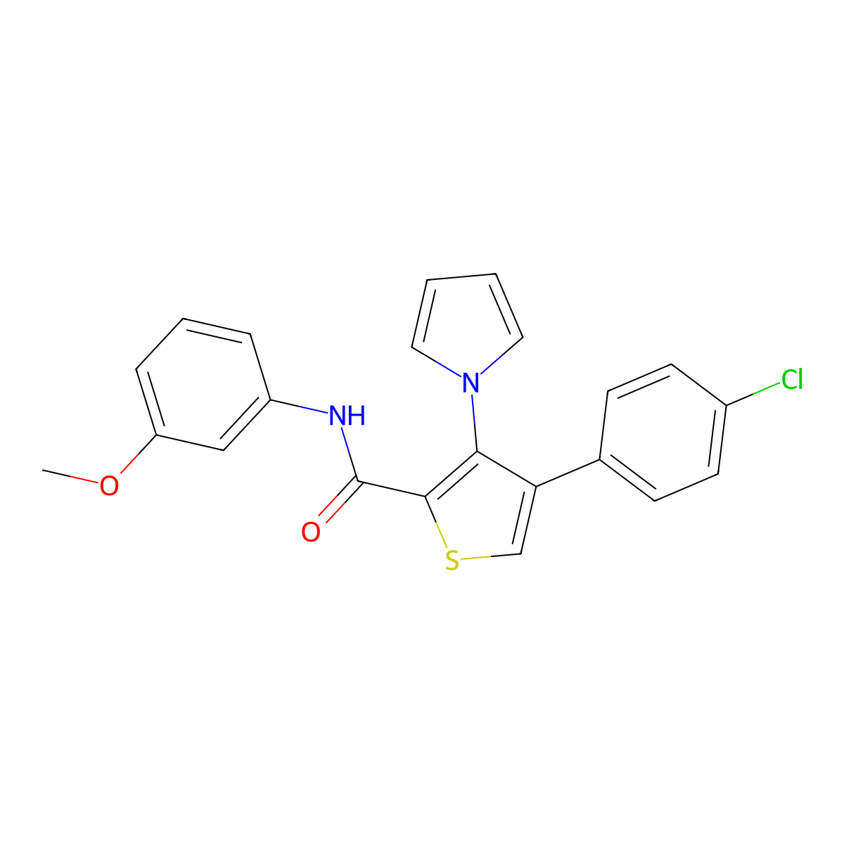 4-(4-chlorophenyl)-N-(3-methoxyphenyl)-3-(1H-pyrrol-1-yl)thiophene-2-carboxamide molecular structure, CAS 1291859-27-2