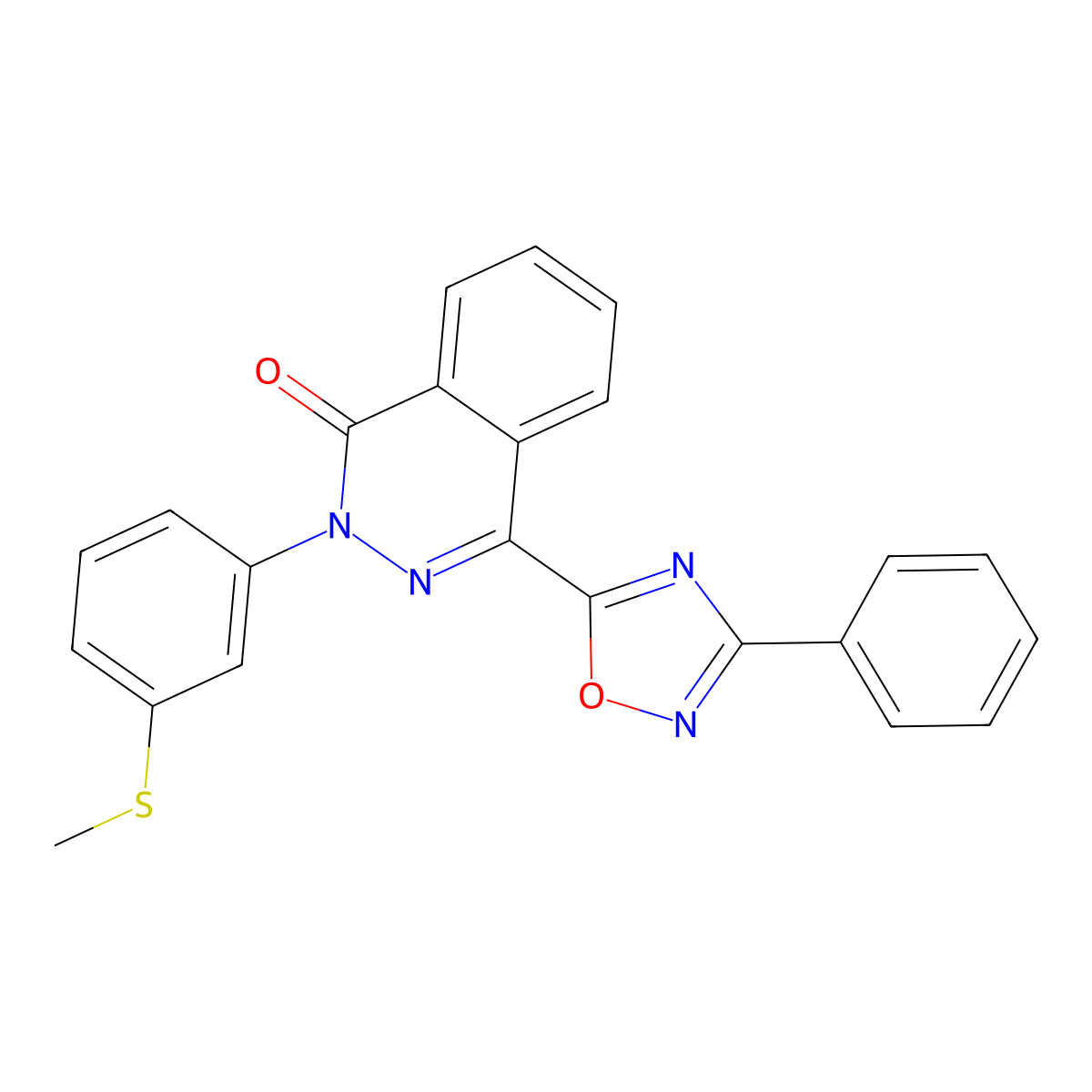 2-(3-(methylthio)phenyl)-4-(3-phenyl-1,2,4-oxadiazol-5-yl)phthalazin-1(2H)-one molecular structure, CAS 1291859-75-0