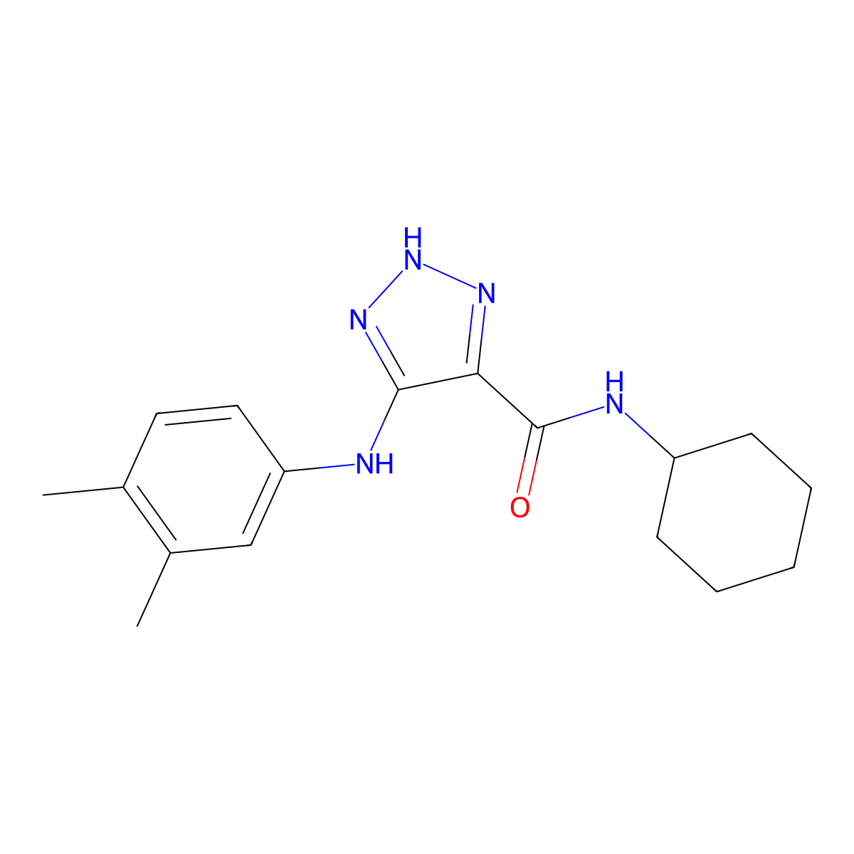 N-cyclohexyl-5-[(3,4-dimethylphenyl)amino]-1H-1,2,3-triazole-4-carboxamide molecular structure, CAS 1291859-77-2