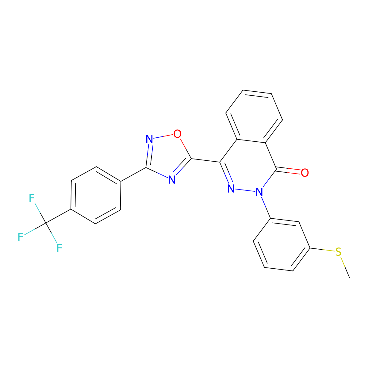 2-[3-(methylthio)phenyl]-4-{3-[4-(trifluoromethyl)phenyl]-1,2,4-oxadiazol-5-yl}phthalazin-1(2H)-one molecular structure, CAS 1291859-80-7