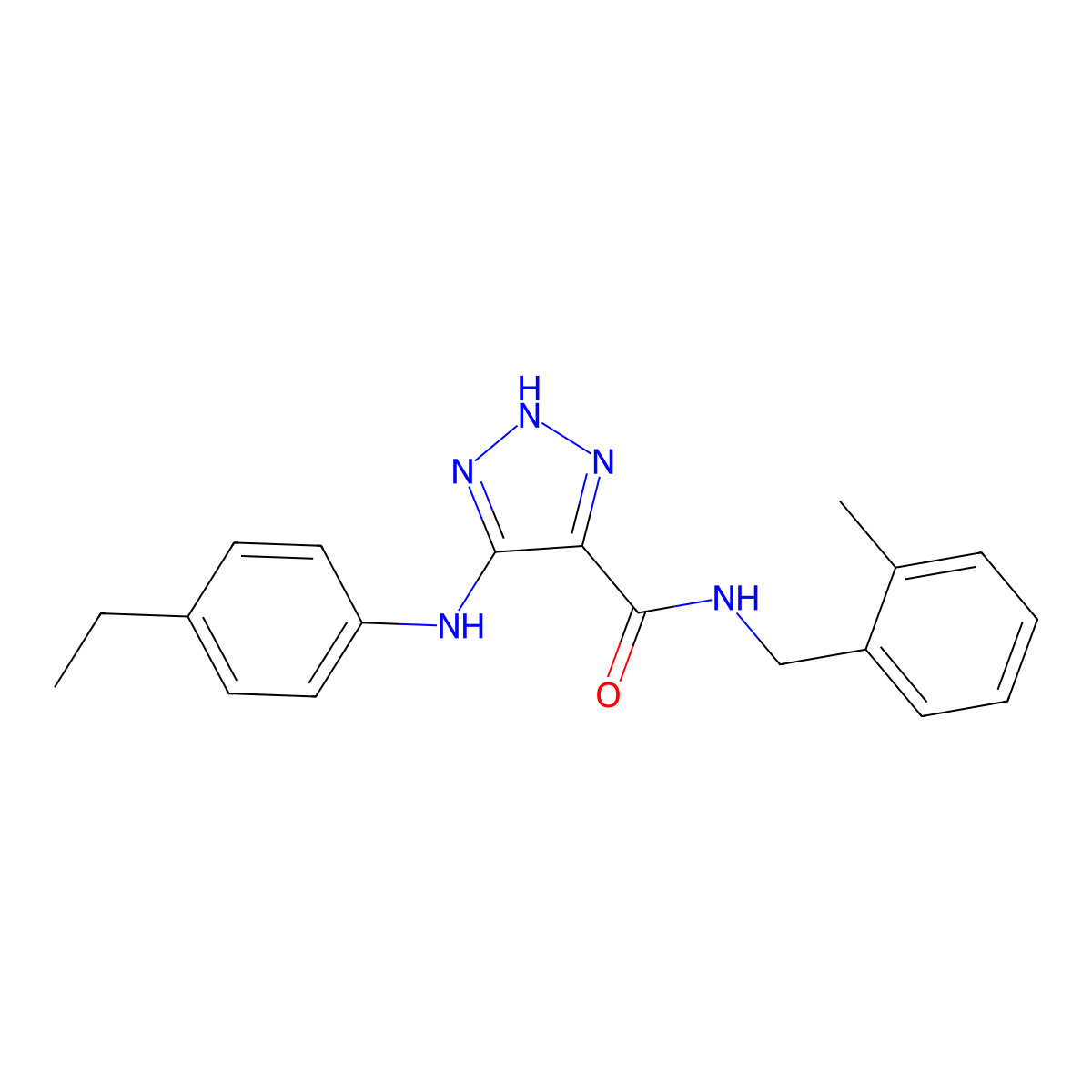 5-((4-ethylphenyl)amino)-N-(2-methylbenzyl)-1H-1,2,3-triazole-4-carboxamide molecular structure, CAS 1291860-32-6