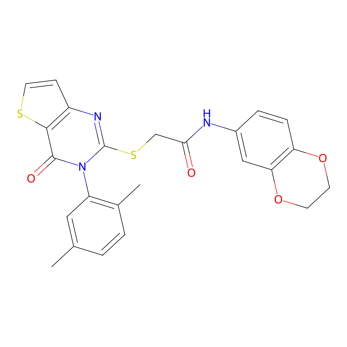 N-(2,3-dihydro-1,4-benzodioxin-6-yl)-2-{[3-(2,5-dimethylphenyl)-4-oxo-3,4-dihydrothieno[3,2-d]pyrimidin-2-yl]sulfanyl}acetamide molecular structure, CAS 1291860-33-7