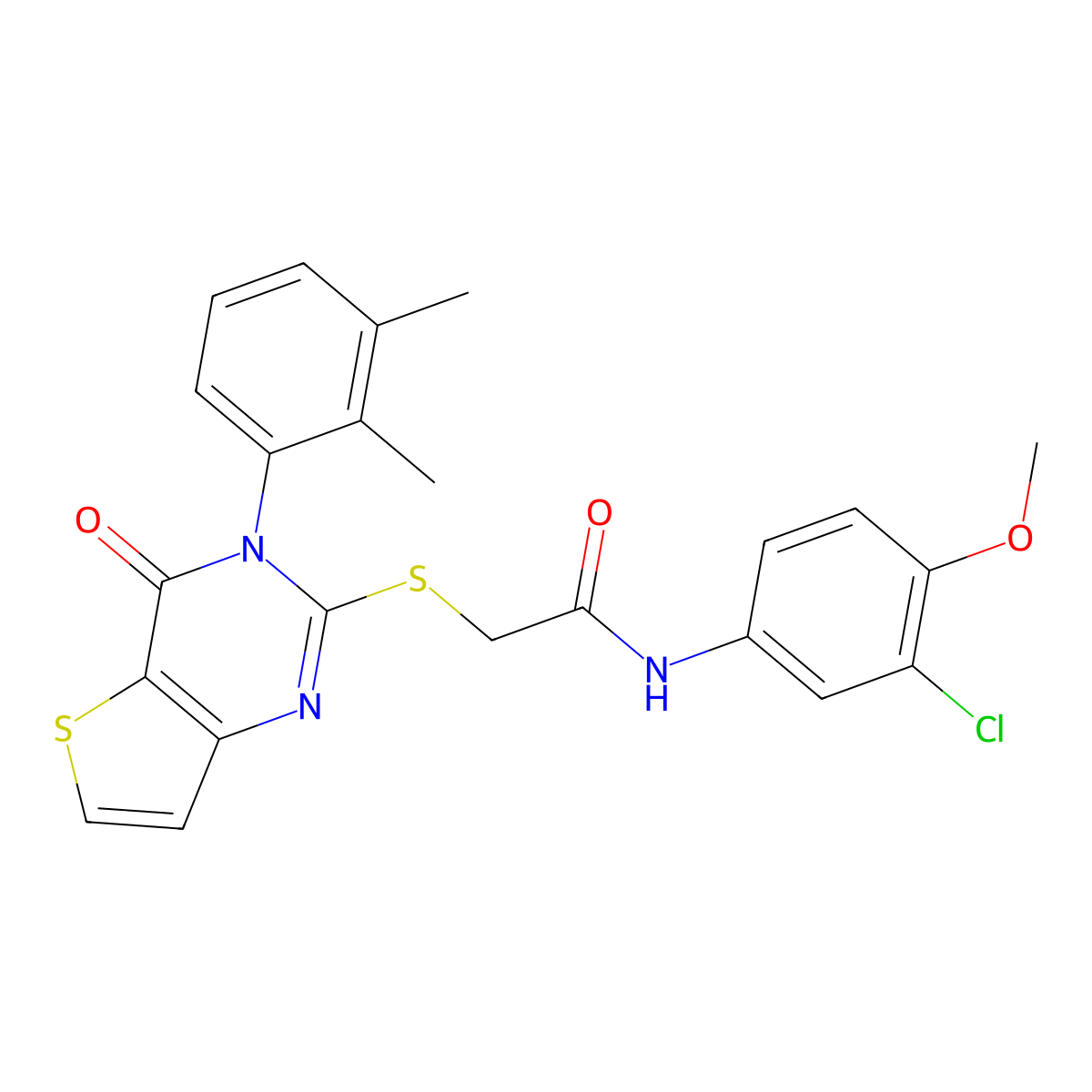 N-(3-chloro-4-methoxyphenyl)-2-{[3-(2,3-dimethylphenyl)-4-oxo-3,4-dihydrothieno[3,2-d]pyrimidin-2-yl]sulfanyl}acetamide molecular structure, CAS 1291860-52-0