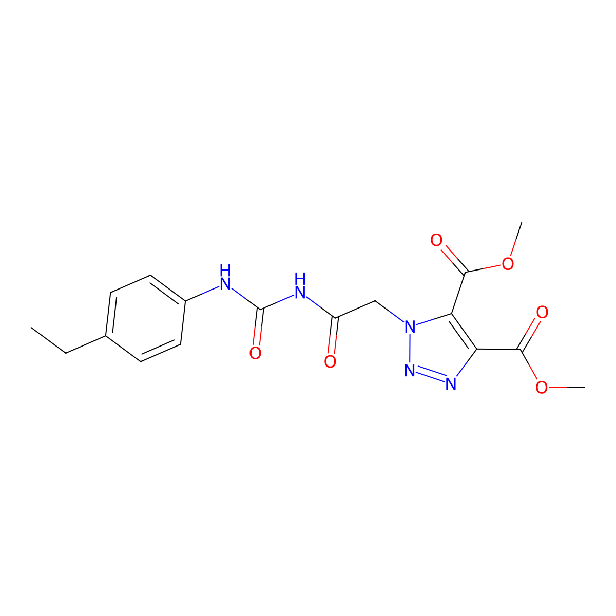 dimethyl 1-[2-({[(4-ethylphenyl)amino]carbonyl}amino)-2-oxoethyl]-1H-1,2,3-triazole-4,5-dicarboxylate molecular structure, CAS 1291861-65-8