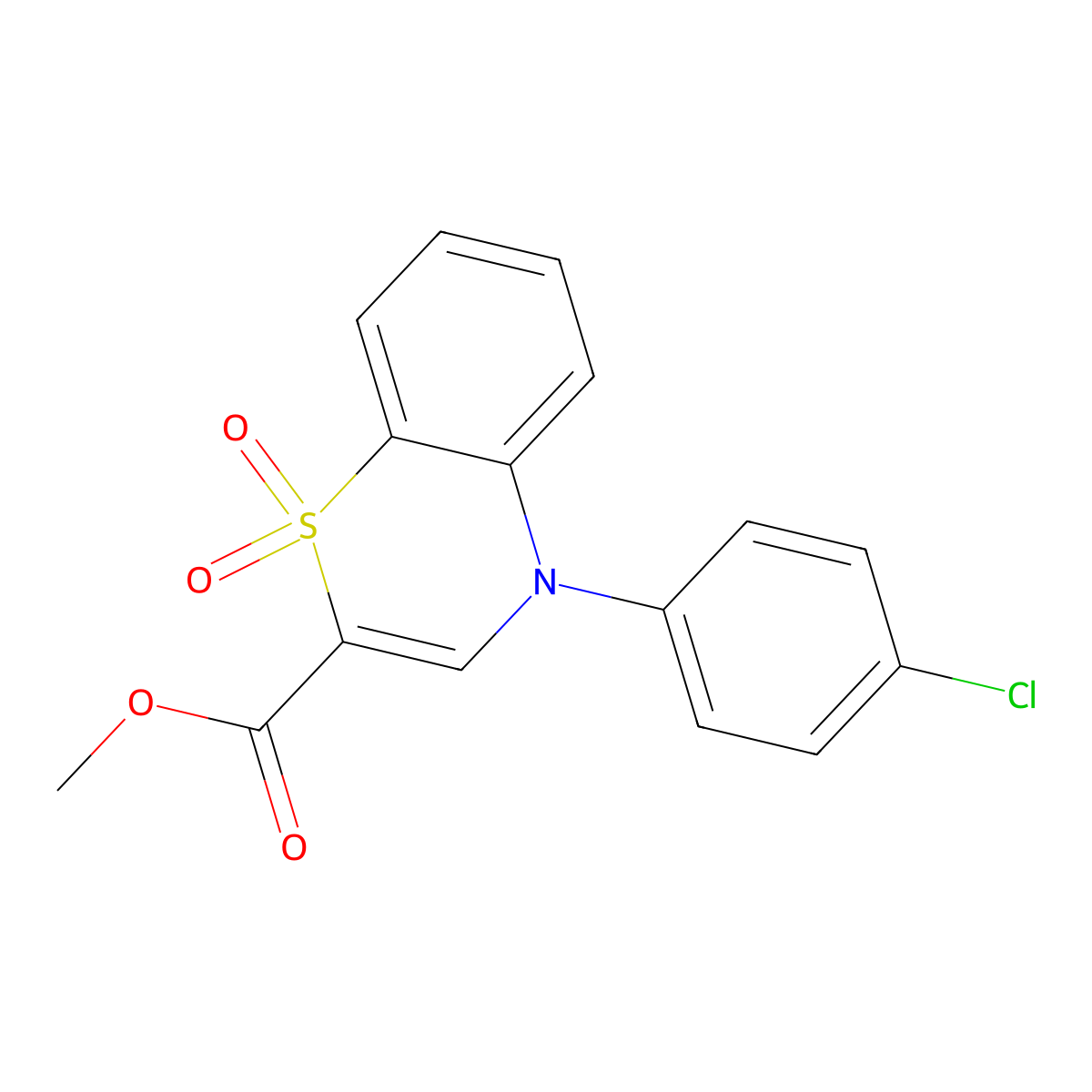 methyl 4-(4-chlorophenyl)-4H-1,4-benzothiazine-2-carboxylate 1,1-dioxide molecular structure, CAS 1291861-71-6
