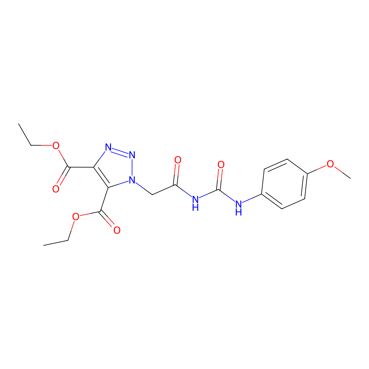 diethyl 1-[2-({[(4-methoxyphenyl)amino]carbonyl}amino)-2-oxoethyl]-1H-1,2,3-triazole-4,5-dicarboxylate molecular structure, CAS 1291861-72-7