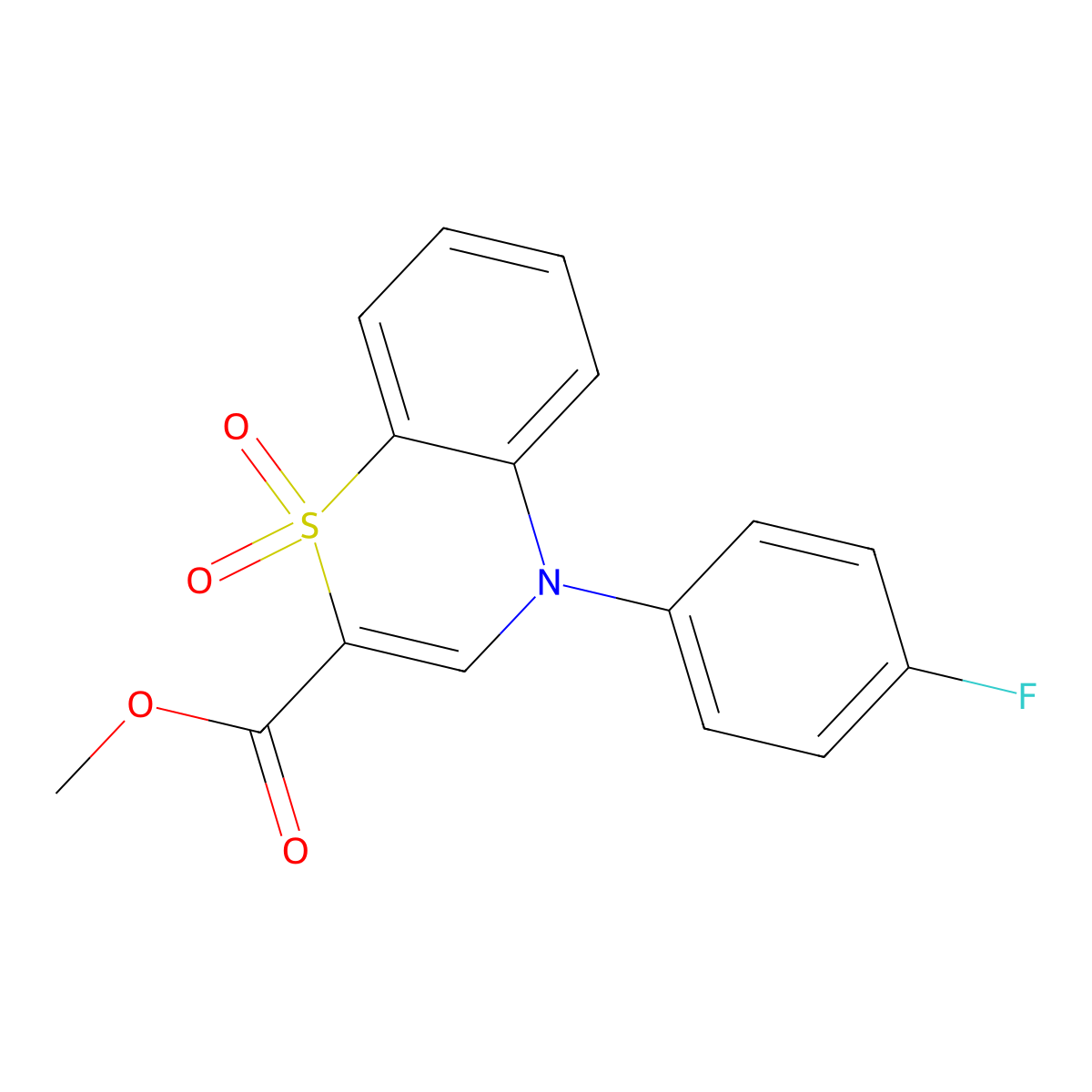 methyl 4-(4-fluorophenyl)-4H-1,4-benzothiazine-2-carboxylate 1,1-dioxide molecular structure, CAS 1291861-78-3