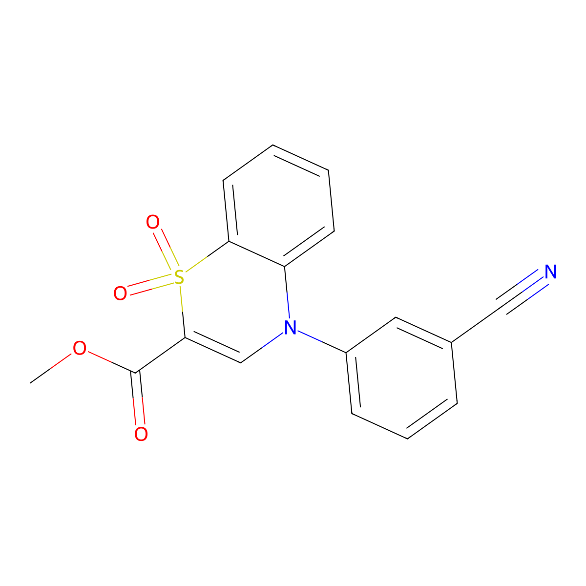methyl 4-(3-cyanophenyl)-4H-1,4-benzothiazine-2-carboxylate 1,1-dioxide molecular structure, CAS 1291861-82-9