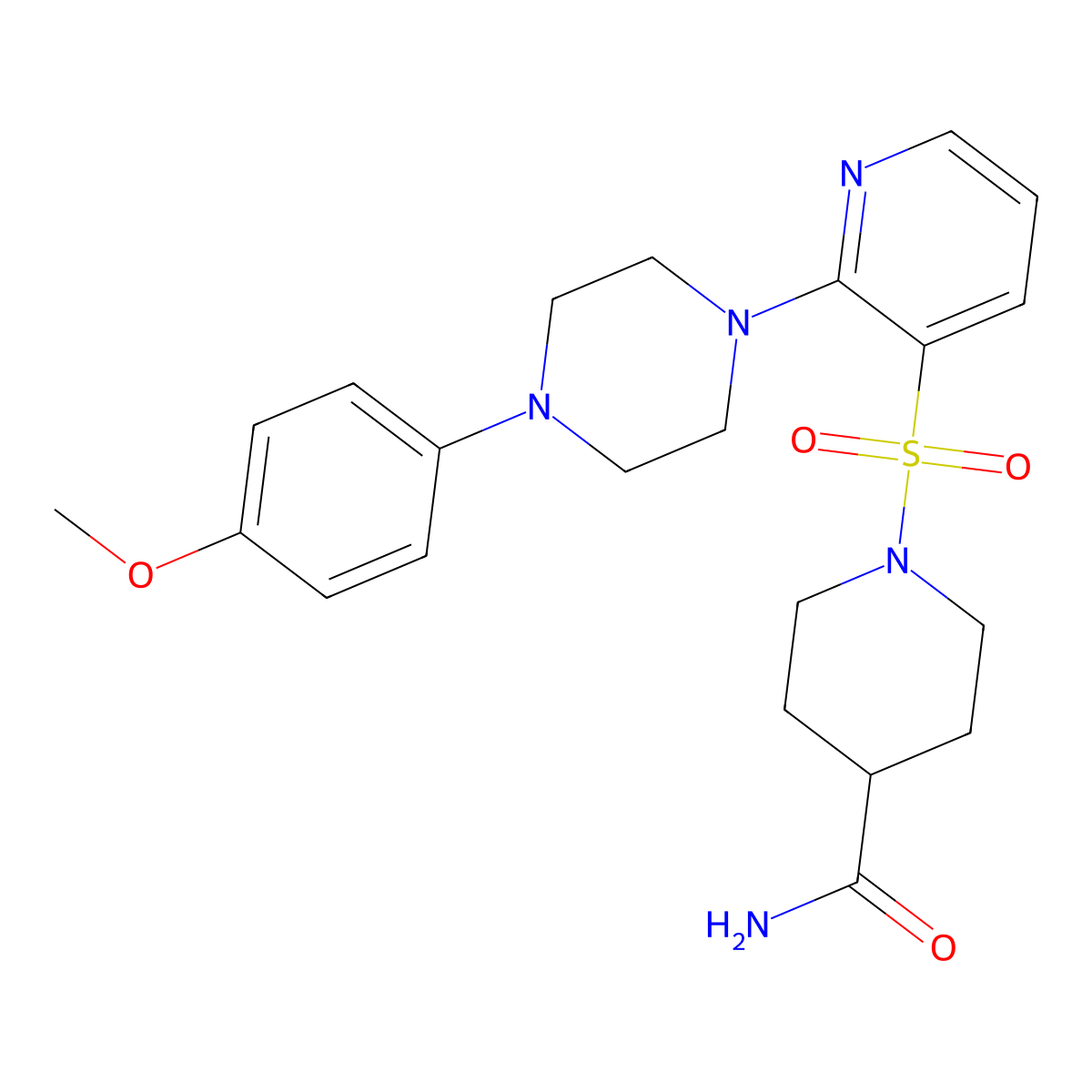 1-({2-[4-(4-Methoxyphenyl)piperazin-1-yl]pyridin-3-yl}sulfonyl)piperidine-4-carboxamide molecular structure, CAS 1291861-84-1