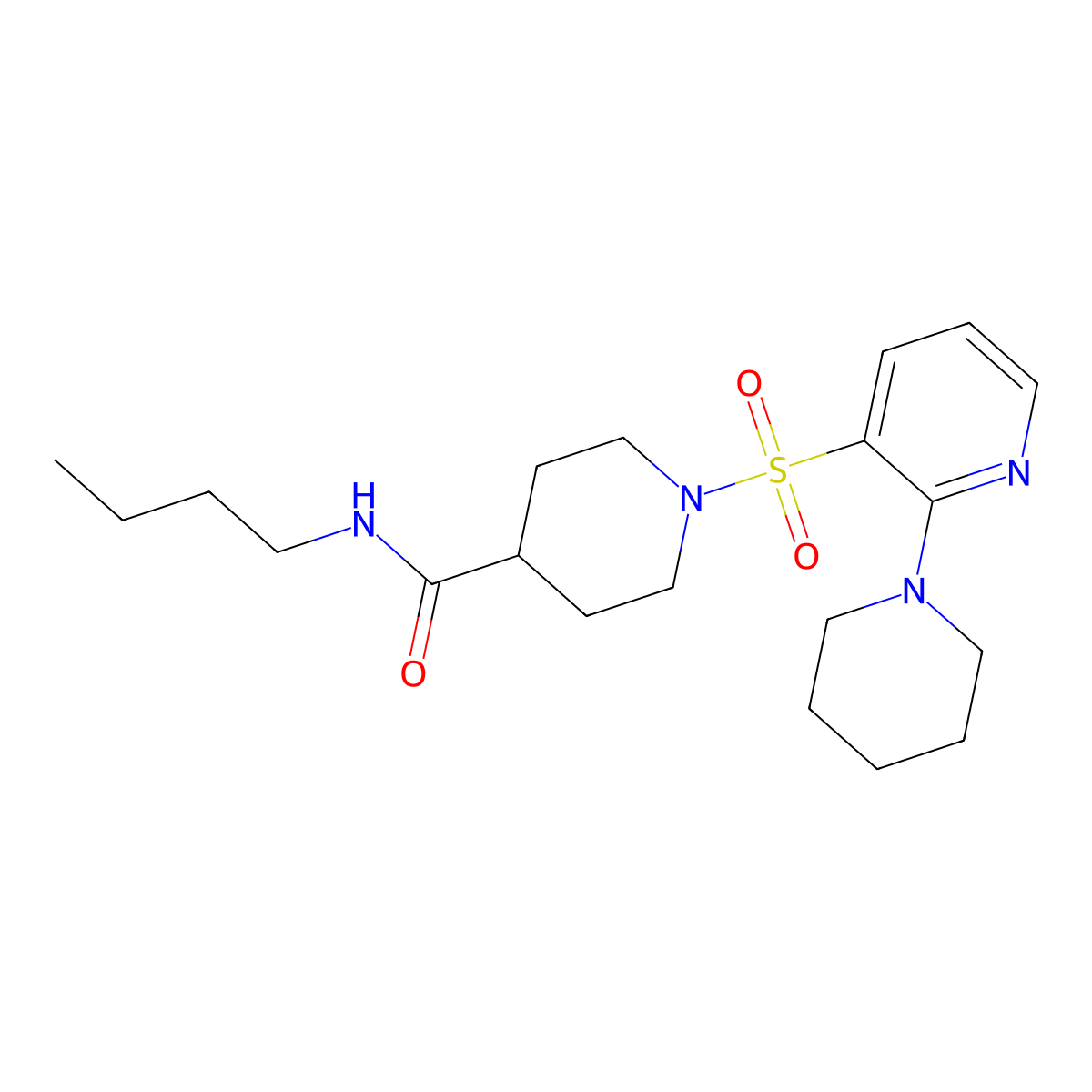 N-butyl-1-[(2-piperidin-1-ylpyridin-3-yl)sulfonyl]piperidine-4-carboxamide molecular structure, CAS 1291861-86-3