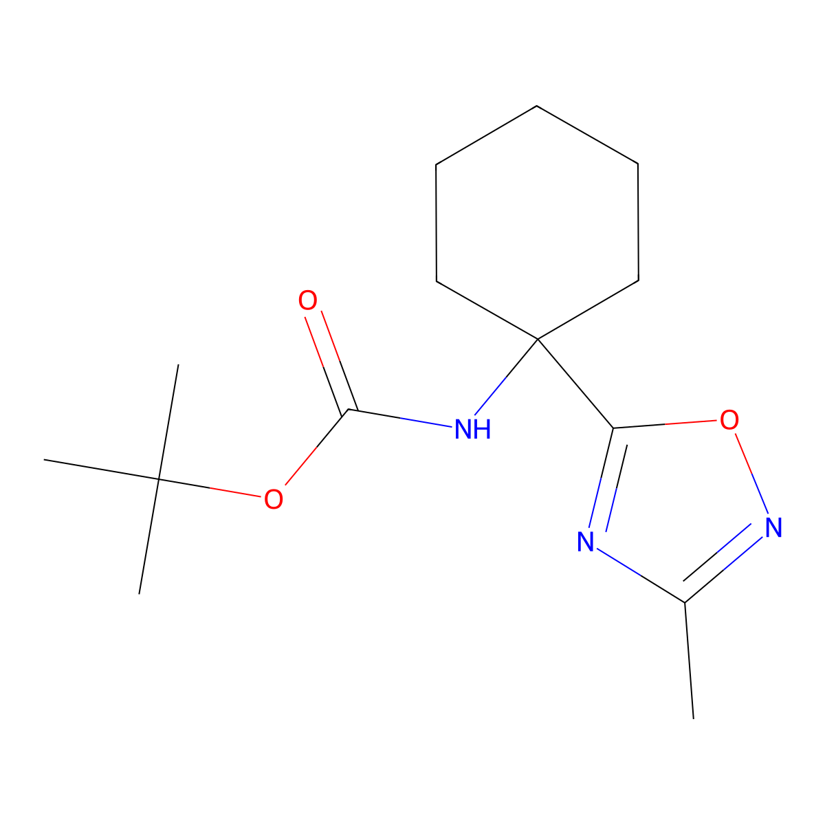 Tert-butyl [1-(3-methyl-1,2,4-oxadiazol-5-yl)cyclohexyl]carbamate molecular structure, CAS 1291861-87-4