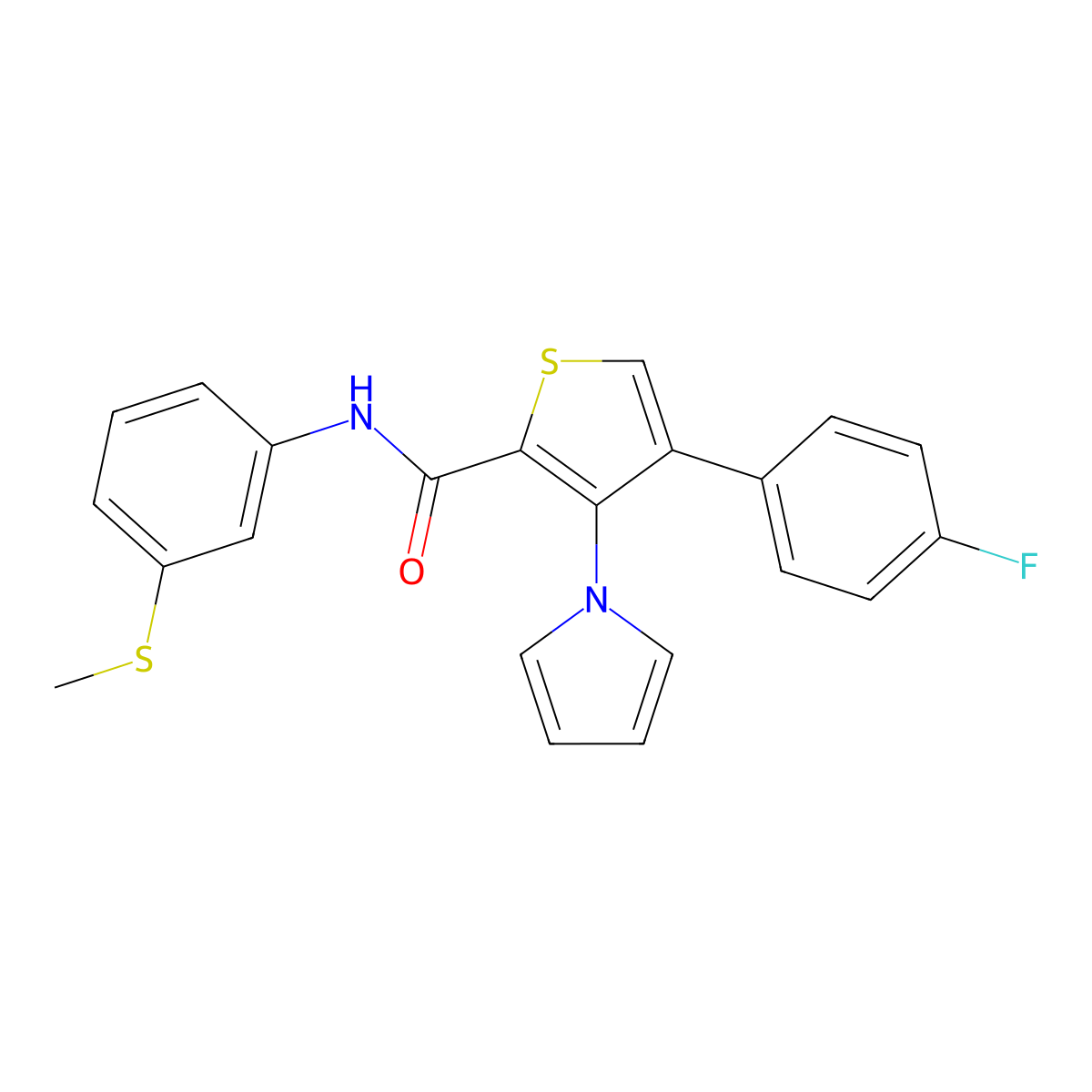 4-(4-fluorophenyl)-N-[3-(methylsulfanyl)phenyl]-3-(1H-pyrrol-1-yl)thiophene-2-carboxamide molecular structure, CAS 1291861-93-2