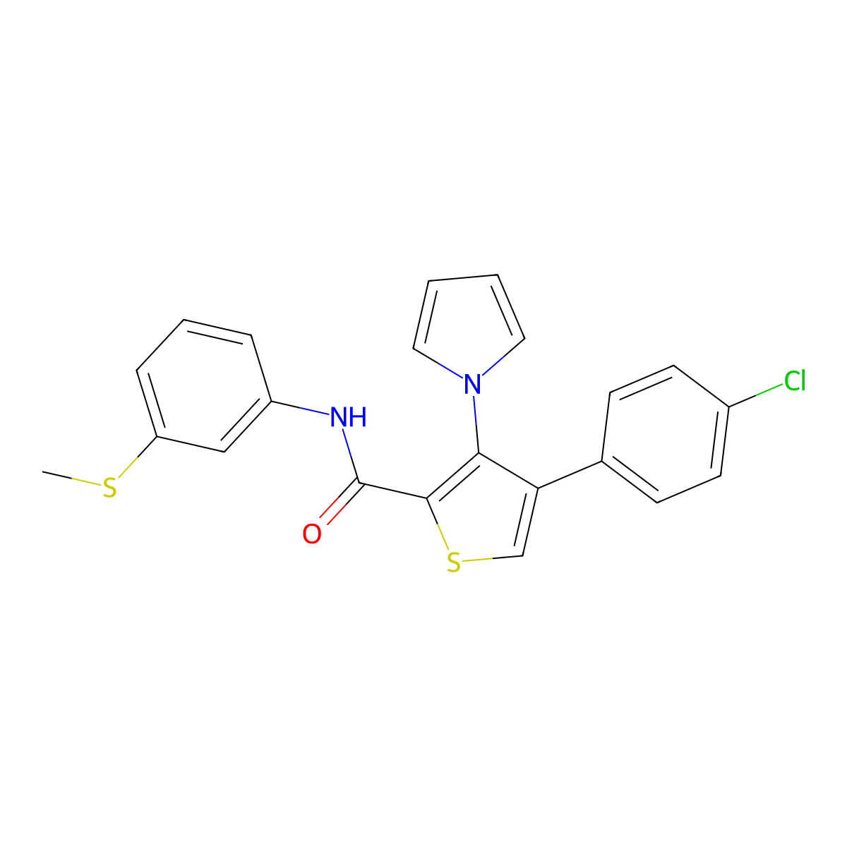 4-(4-chlorophenyl)-N-[3-(methylsulfanyl)phenyl]-3-(1H-pyrrol-1-yl)thiophene-2-carboxamide molecular structure, CAS 1291861-96-5