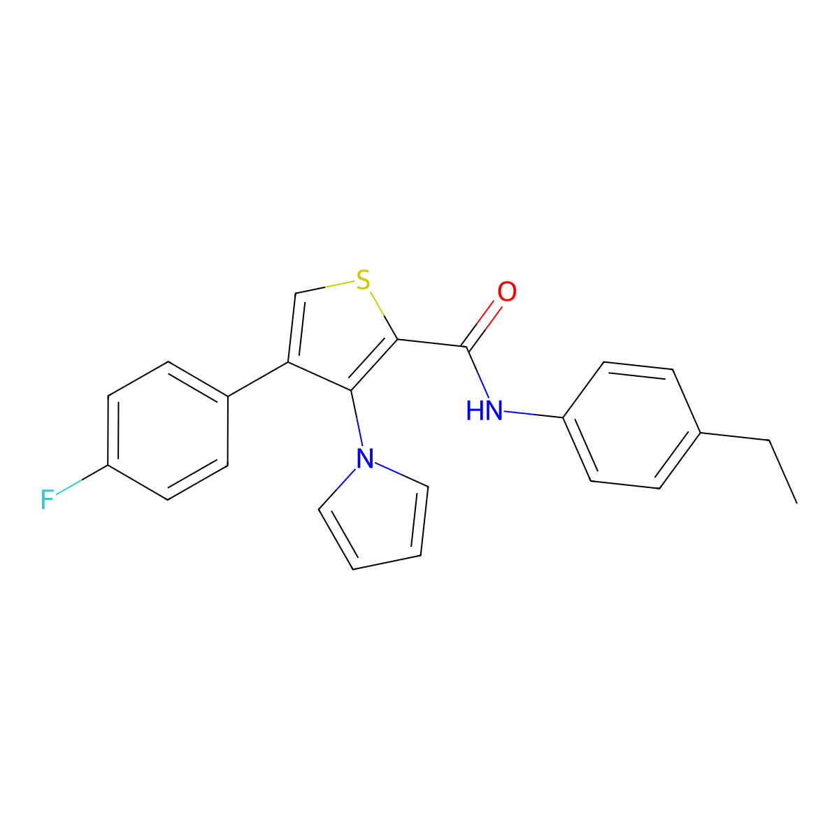 N-(4-ethylphenyl)-4-(4-fluorophenyl)-3-(1H-pyrrol-1-yl)thiophene-2-carboxamide molecular structure, CAS 1291862-02-6