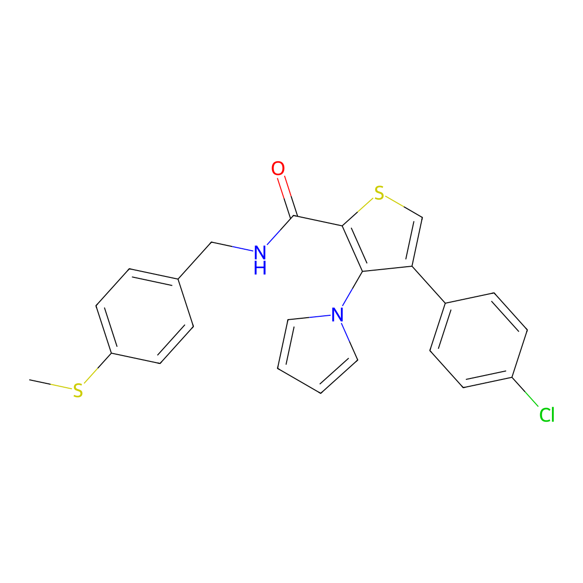 4-(4-chlorophenyl)-N-[4-(methylsulfanyl)benzyl]-3-(1H-pyrrol-1-yl)thiophene-2-carboxamide molecular structure, CAS 1291862-03-7