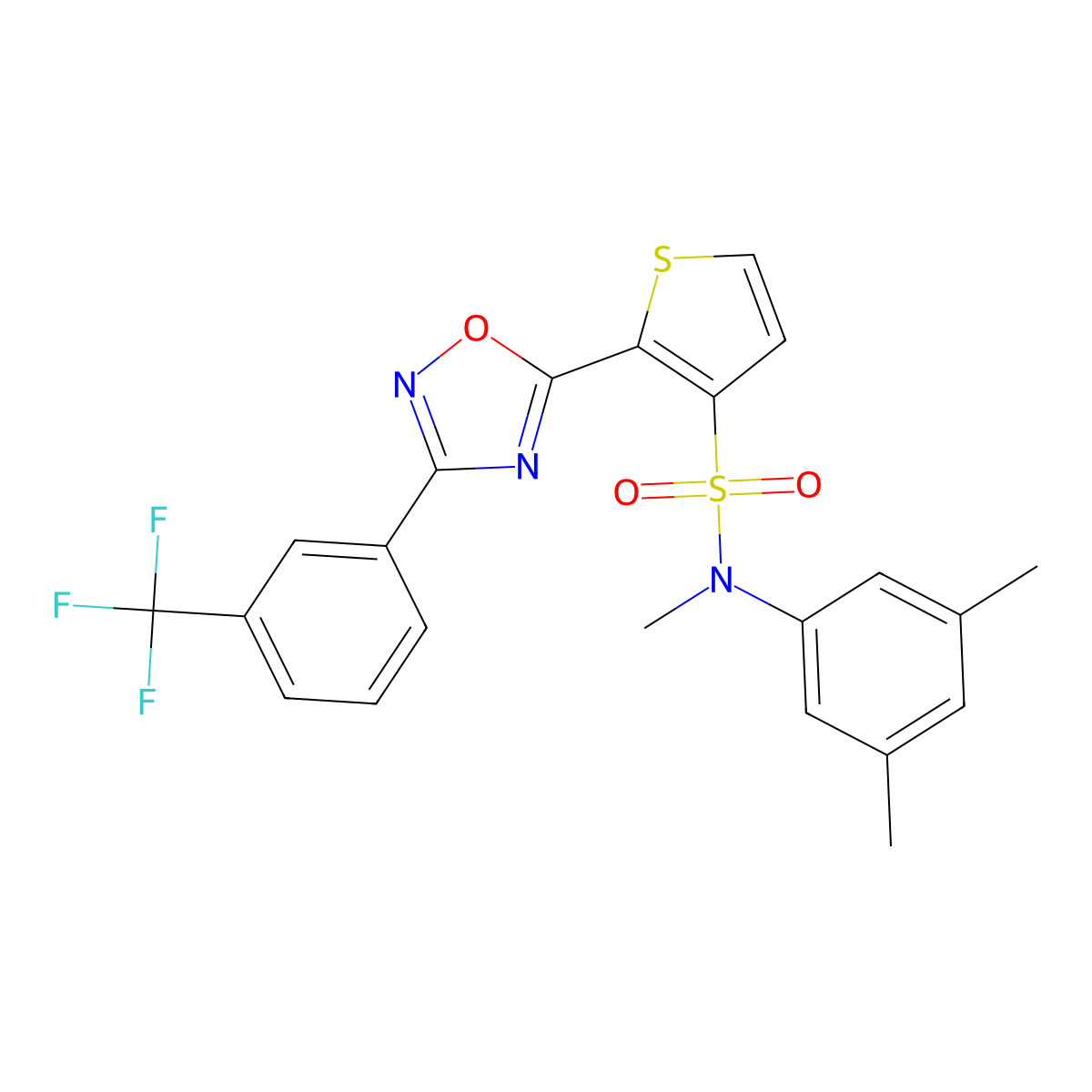 N-(3,5-dimethylphenyl)-N-methyl-2-{3-[3-(trifluoromethyl)phenyl]-1,2,4-oxadiazol-5-yl}thiophene-3-sulfonamide molecular structure, CAS 1291862-05-9