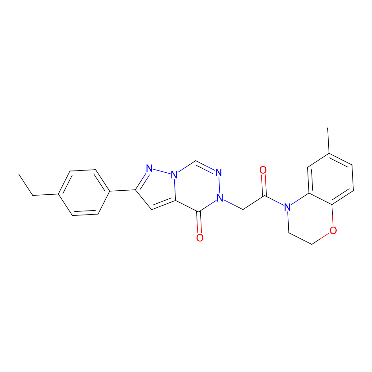 2-(4-ethylphenyl)-5-[2-(6-methyl-2,3-dihydro-4H-1,4-benzoxazin-4-yl)-2-oxoethyl]pyrazolo[1,5-d][1,2,4]triazin-4(5H)-one molecular structure, CAS 1291862-34-4