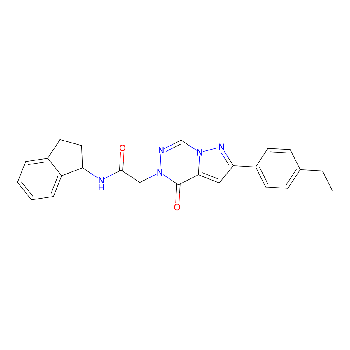 N-(2,3-dihydro-1H-inden-1-yl)-2-(2-(4-ethylphenyl)-4-oxopyrazolo[1,5-d][1,2,4]triazin-5(4H)-yl)acetamide molecular structure, CAS 1291862-45-7