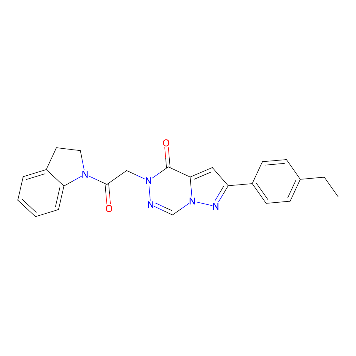 5-[2-(2,3-dihydro-1H-indol-1-yl)-2-oxoethyl]-2-(4-ethylphenyl)pyrazolo[1,5-d][1,2,4]triazin-4(5H)-one molecular structure, CAS 1291862-47-9