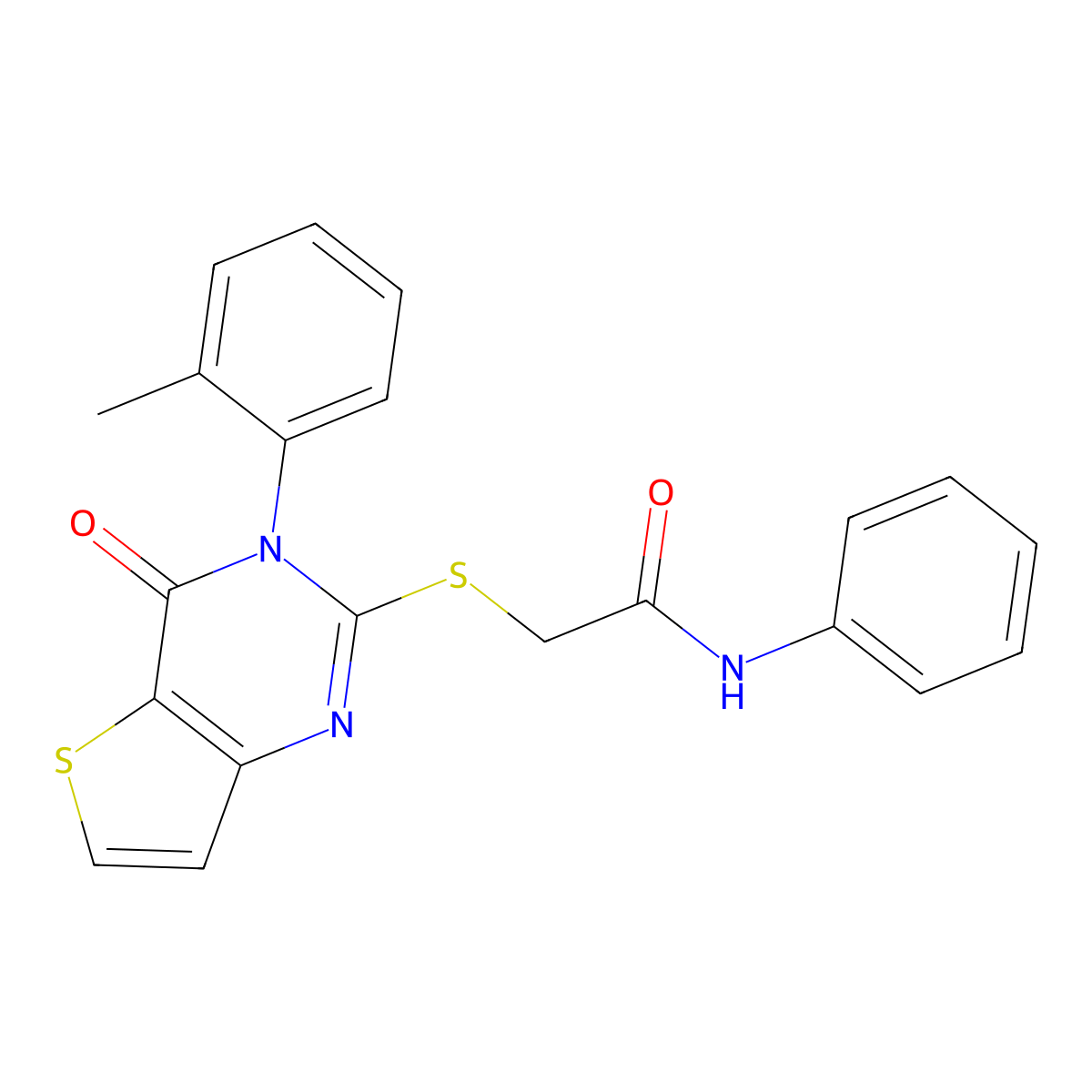 2-{[3-(2-methylphenyl)-4-oxo-3,4-dihydrothieno[3,2-d]pyrimidin-2-yl]sulfanyl}-N-phenylacetamide molecular structure, CAS 1291862-55-9