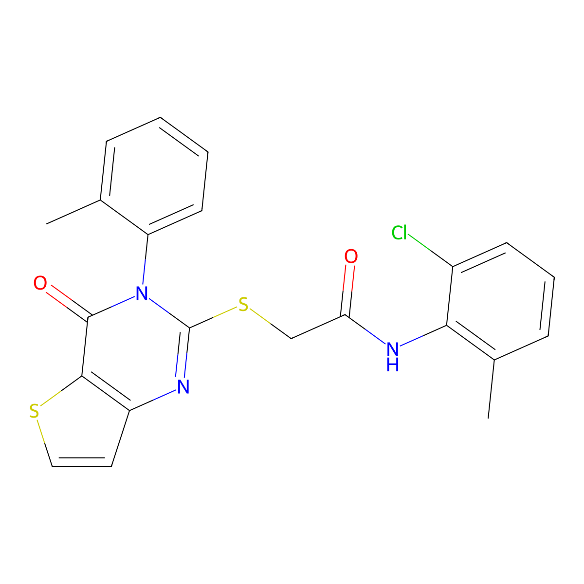 N-(2-chloro-6-methylphenyl)-2-{[3-(2-methylphenyl)-4-oxo-3,4-dihydrothieno[3,2-d]pyrimidin-2-yl]sulfanyl}acetamide molecular structure, CAS 1291862-58-2